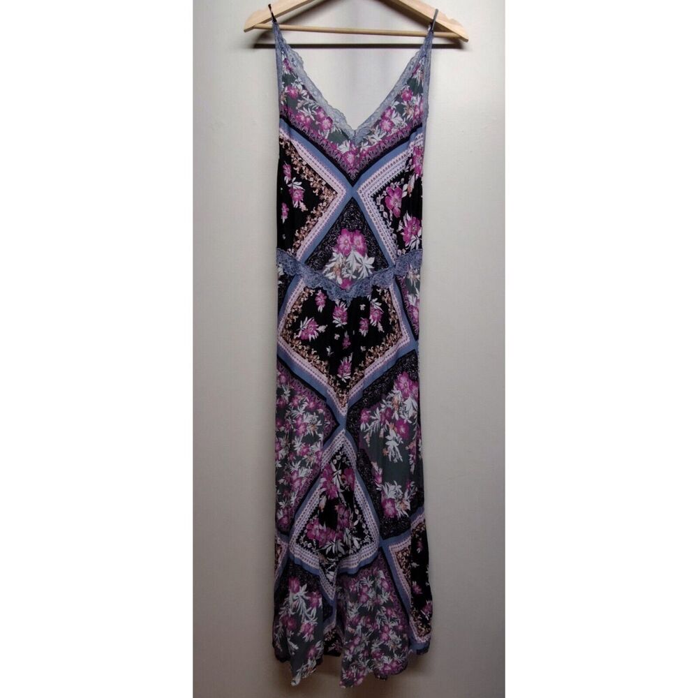 Free People Intimately Maxi Dress Women Size S  Black Floral Casual Babydoll